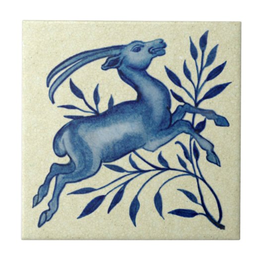 Carreau La main de Morgan Peint Blue Antelope Antique Repr (Devant)