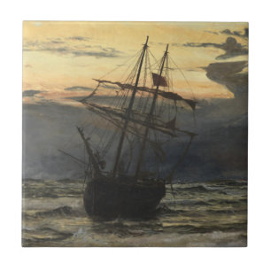 Carreau La Mer-Plage après un temps de tempête, aube