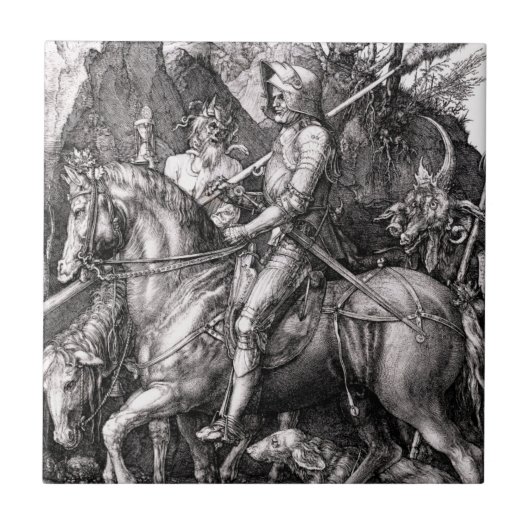 Carreau La mort de chevalier de Durer et la tuile de (Devant)