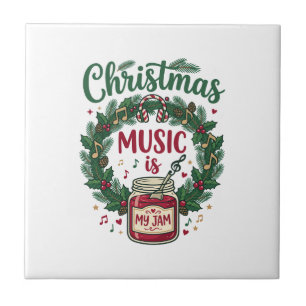 Carreau La musique de Noël est un casque de jarre de pin d