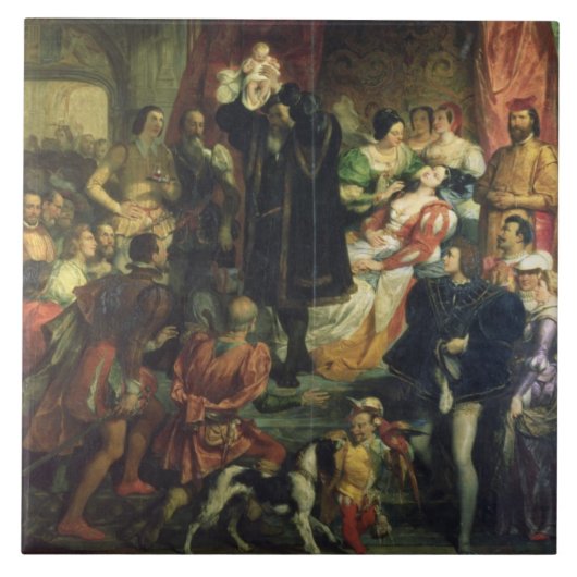 Carreau La naissance de Henri IV (1553-1610) au château de (Devant)