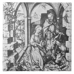 Carreau La naissance de Jésus (par Martin Schongauer)
