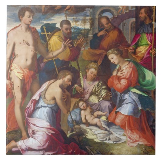 Carreau La nativité, 1534 (huile sur le panneau) (Devant)