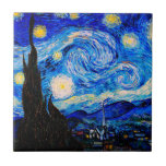 Carreau La Nuit étoilée de Vincent Van Gogh<br><div class="desc">Vincent Van Gogh La Nuit Starry. C'est un vieux chef-d'oeuvre du peintre maître néerlandais Vincent Van Gogh.Cette peinture de paysage d'art raffiné a de belles couleurs vives et saturées. Vincent Van Gogh était un peintre impressionniste de poste hollandais. Cette image est du domaine public</div>