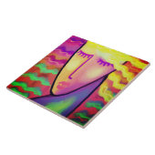 Carreau La peinture numérique Abstraite funky d'une femme (Côté)