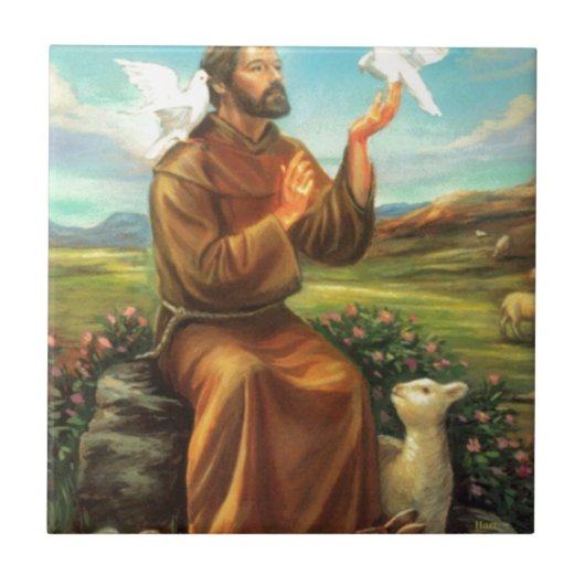 Carreau La pièce en t polychrome de St Francis, cravate, (Devant)