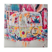 Carreau La Route de la Liberté Hippie de Camper Retro (Devant)