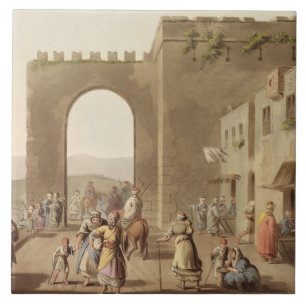 Carreau La rue principale à Bethlehem, des 'vues de