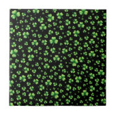 Carreau La Saint-Patrick aquarelle trèfle sur fond noir (Devant)