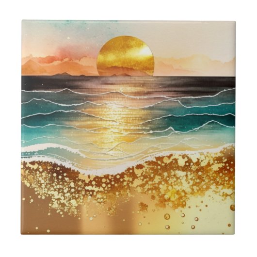 Carreau La série de plage à l'aquarelle Design 3 (Devant)