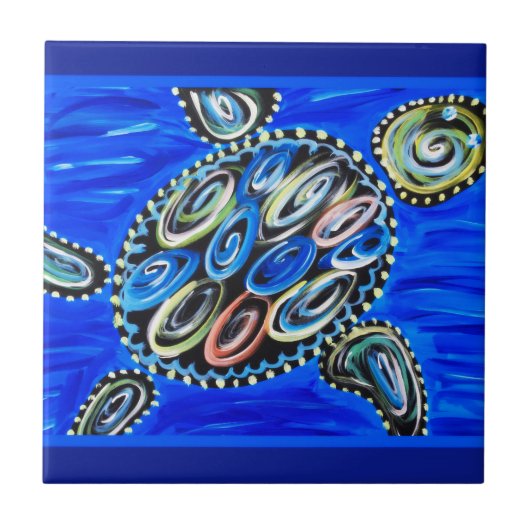 Carreau La tortue de mer couvre de tuiles l'espèce marine (Devant)