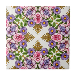 Carreau La Trésorerie Lavande | Médaillon Floral Vintage