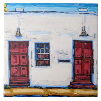 Carreau La tuile décorative de "deux portes rouges"