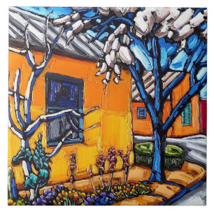 Carreau La tuile décorative "de jardin orange de ressort"