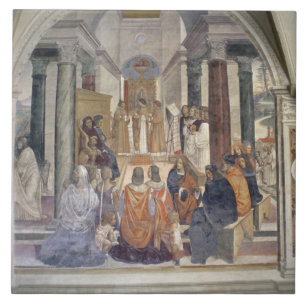 Carreau La vie de St Benoît (fresque) (détail)