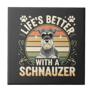 Carreau La vie est meilleure avec un Schnauzer Rétro amate