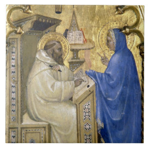 Carreau La Vierge apparaissant à St Bernard, détail d'a