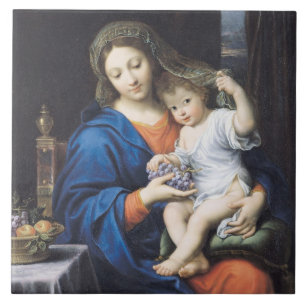 Carreau La Vierge des raisins, 1640-50