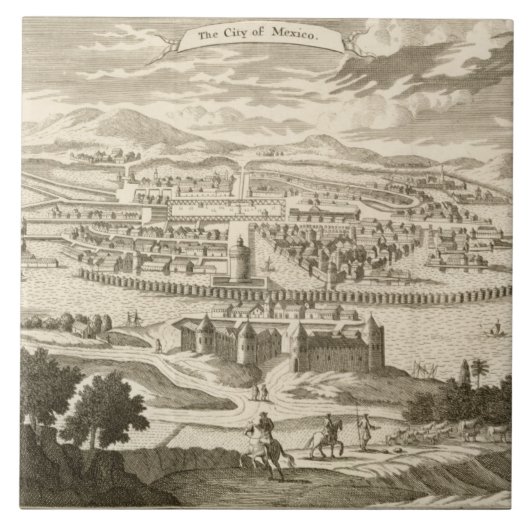 Carreau La ville du Mexique, 1723 (gravure) (Devant)