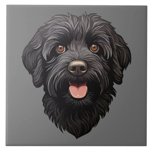 Carreau Labradoodle Chien noir (Devant)