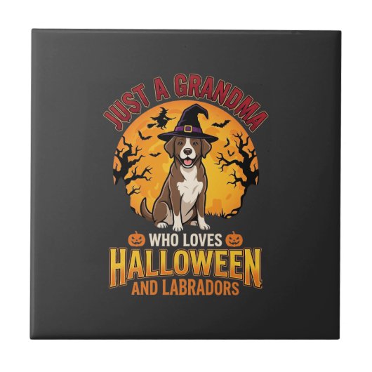 Carreau Labrador Halloween Grand-mère Conception de chien_ (Devant)
