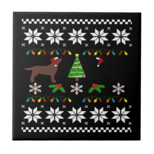 Carreau Labrador noir et Labrador chocolat Joyeux Noël