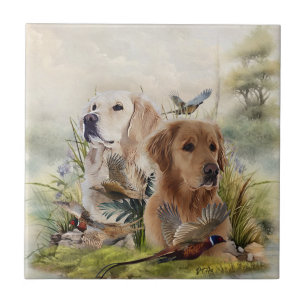 Carreau Labrador Retrivers avec faisan, Art
