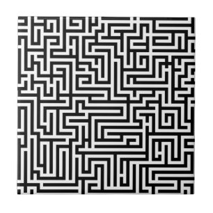 Carreau Labyrinthe en noir et blanc