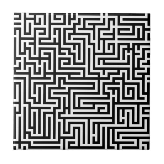 Carreau Labyrinthe en noir et blanc (Devant)