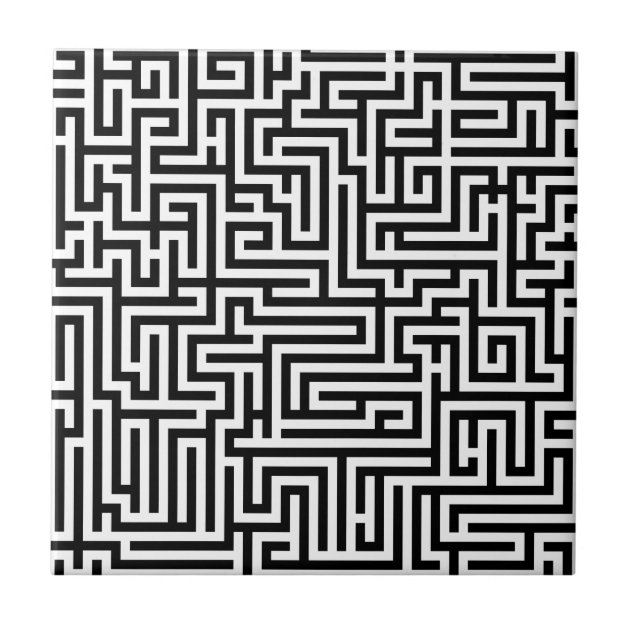 Carreau Labyrinthe noir et blanc de labyrinthe Zazzle.be