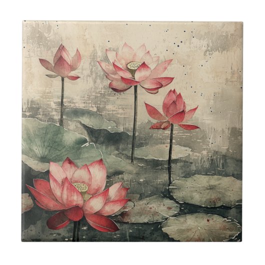 Carreau Lac de lotus au clair de lune (6) (Devant)