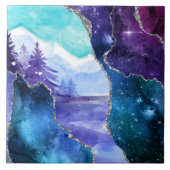 Carreau Lac de neige et forêt magique pourpre et Turquoise (Devant)