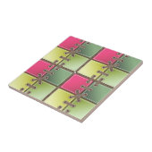 Carreau lacets de chaussures art de mode rose et vert (Côté)