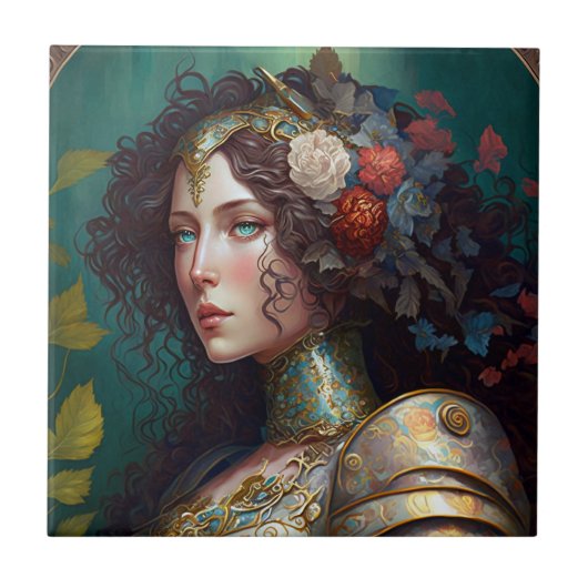 Carreau Lady Knight Warrior Armor Imaginaire Art (Devant)