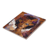 Carreau Lady Portant un Masque Art Imaginaire noir (Côté)