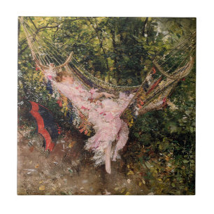 Carreau Lady Repose dans un hamac (par Giovanni Boldini)