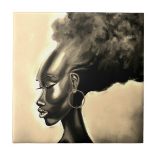 Carreau Lady Shy - Jolie femme africaine - Peinture