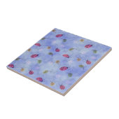 Carreau Ladybirds and Falling Leaves Blue Pattern (Côté)