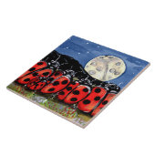Carreau Ladybug Family Moon Night Design 6" Tile Trivet (Côté)