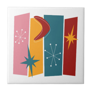 Carreau L'Âge Atomique Rectangles Boomerang Starburst Mid 