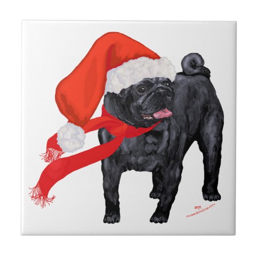 Carreau L'aide de Père Noël Pug (Devant)