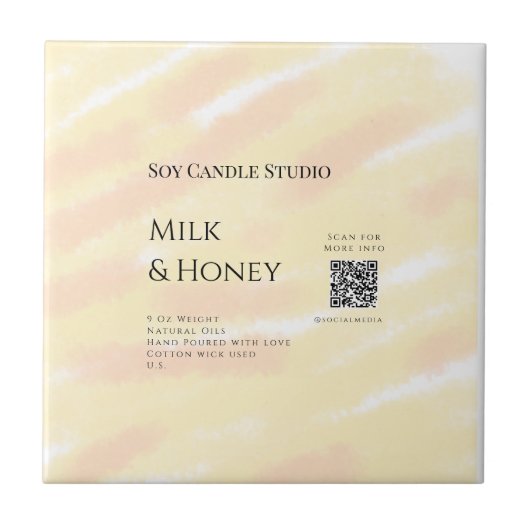 Carreau Lait miel bougie soja entreprise ajouter q r code  (Devant)