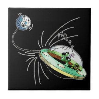 Carreau L'Alien spatial vole la lune