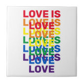 Carreau L'amour est amour arc-en-ciel motif de typographie (Devant)