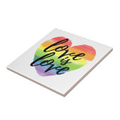 Carreau L'amour est l'amour| Coeur d'aquarelle arc-en-ciel (Côté)