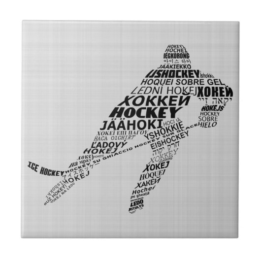 Carreau Langues de hockey sur glace Texte Art Tile (Devant)