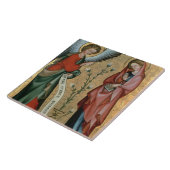 Carreau L'annonce, c.1330 (huile sur le panneau) (Côté)