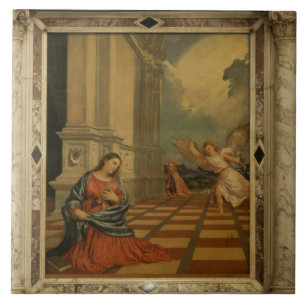 Carreau L'annonce de Malchiostro, c.1520 (huile sur le