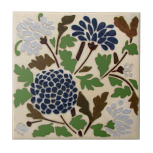 Carreau L'antiquité de Wedgwood Blue Floral Slip Stencile