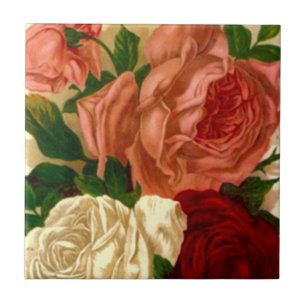 Carreau L'antiquité vintage de roses d'héritage vieille